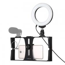 Puluz PKT3026L Plataforma Vlog con lámpara LED circular, soporte para smartphone, Azul