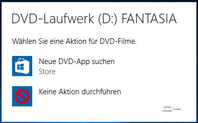 Acción de DVD de Windows 10
